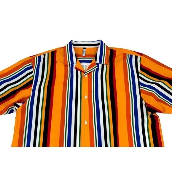 Weiv Of Los Angeles Brilliant Colored Stripe Short Sleeve Button Shirt Mens 2XL - Picture 6 of 12